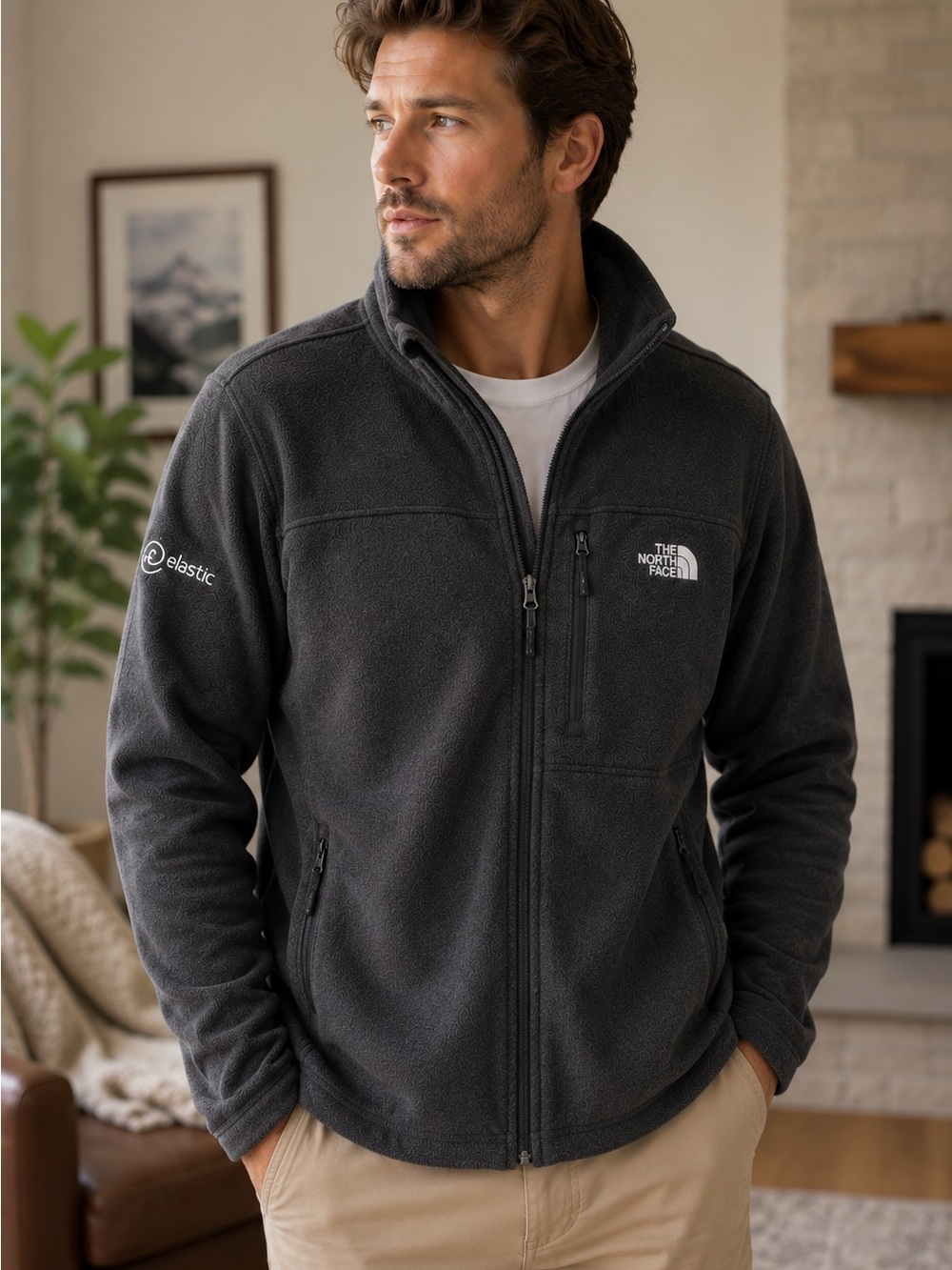 NWT The North Face Sweater Fleece Jacket XL Black Heather Full Zip Corporate